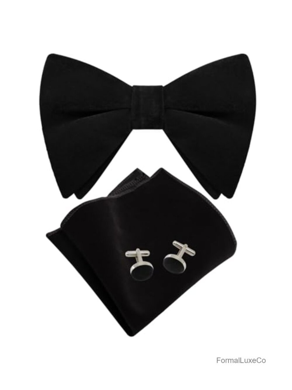 Oversized Velvet Bow Tie Clip On Adjustable Black Tuxedo Wedding Prom